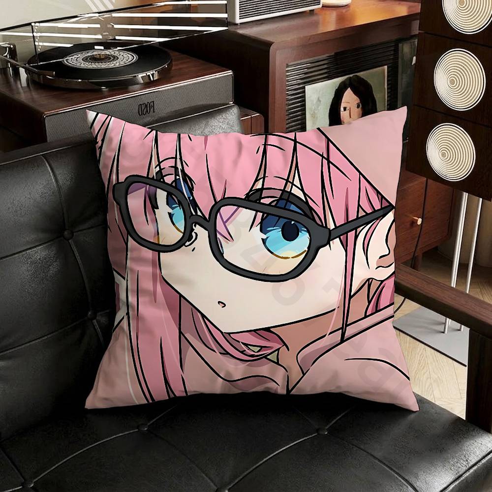 BBocchi The Rock Pillow Case Antidustmite Pillowcase Invisible Zipper Silky Short Plush Sofa Cushion Cover