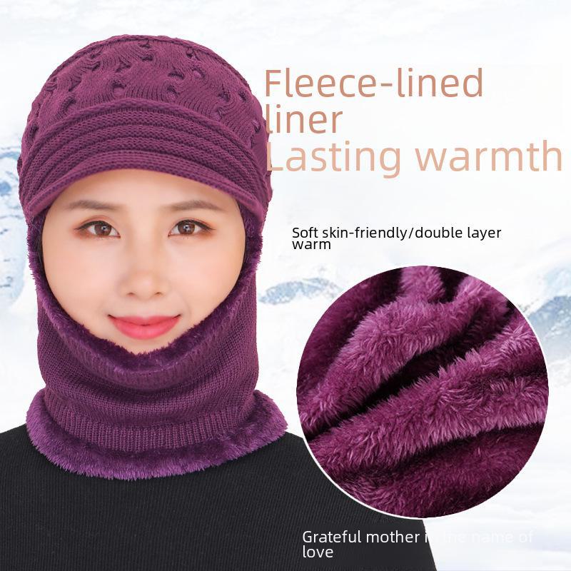 Zimní nylonové pletené čepice pro ženy: Teplá ochrana pro matky středního a staršího věku, ideální pro venkovní cyklistiku