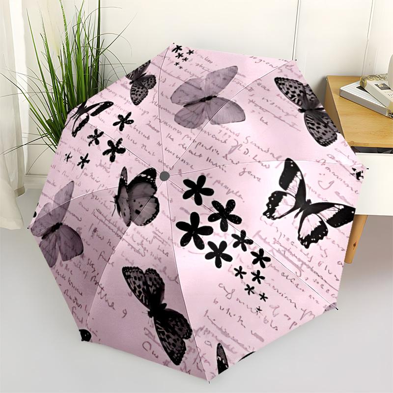 

1pc Butterfly Print Automatic Folding Umbrella - Portable Collapsible Design, 8-Rib Iron Frame, Durable Fabric yy251125144