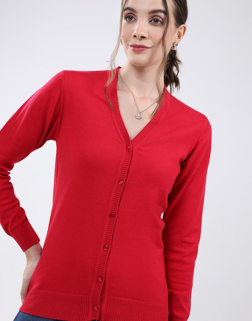 MONTE CARLO Women's V Neck Full Sleeve Cardigan
