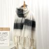 New Maillard Striped Thick Tassel Big Braid Plush Scarf Winter Warm Thickened Lazy Student Scarf