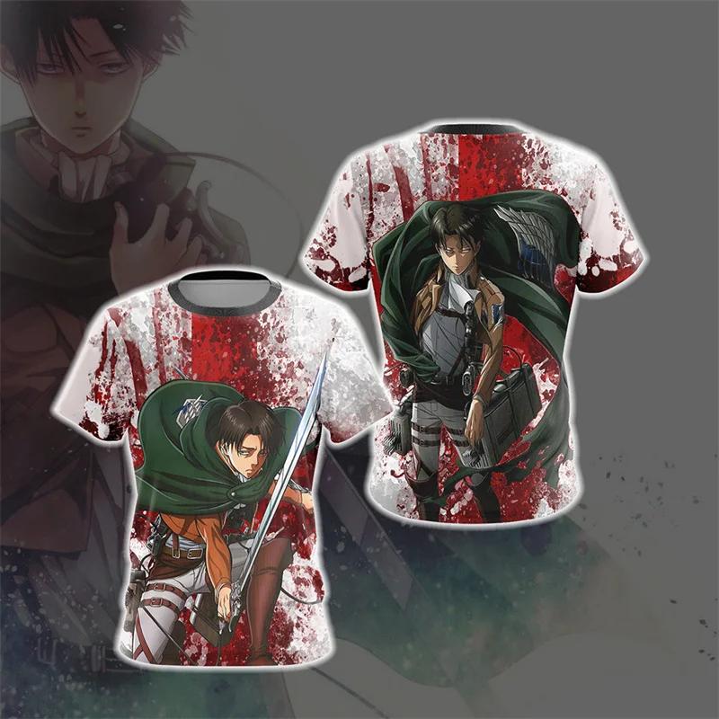 Anime "Attack on Titan" Levi Ackerman Graphic Men's T-shirts 3D Manga Printed T-shirts Summer Round Neck Casual Harajuku Fashion T-shirts
