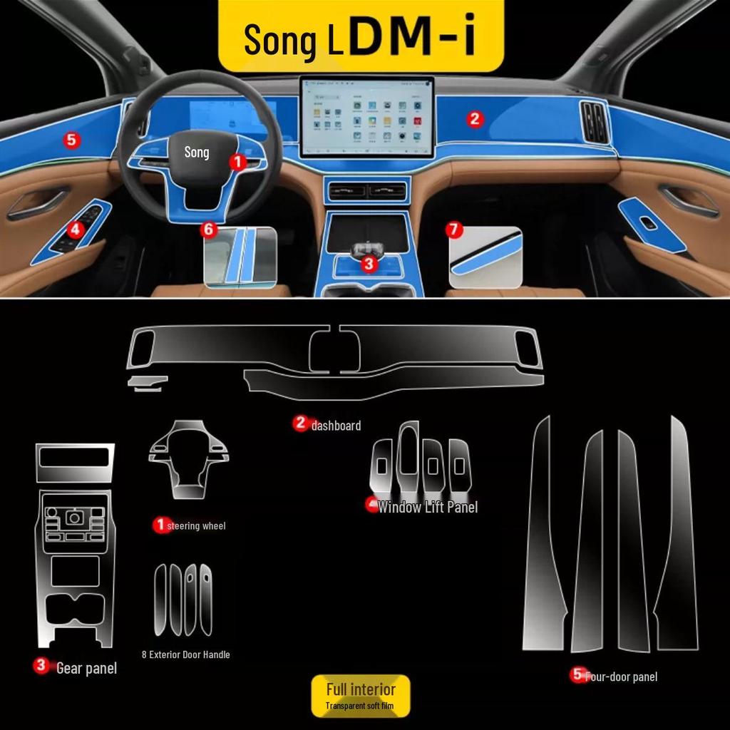 BYD Song L-DMI-EV Interior: TPU Film for Navigation & Gear Shift