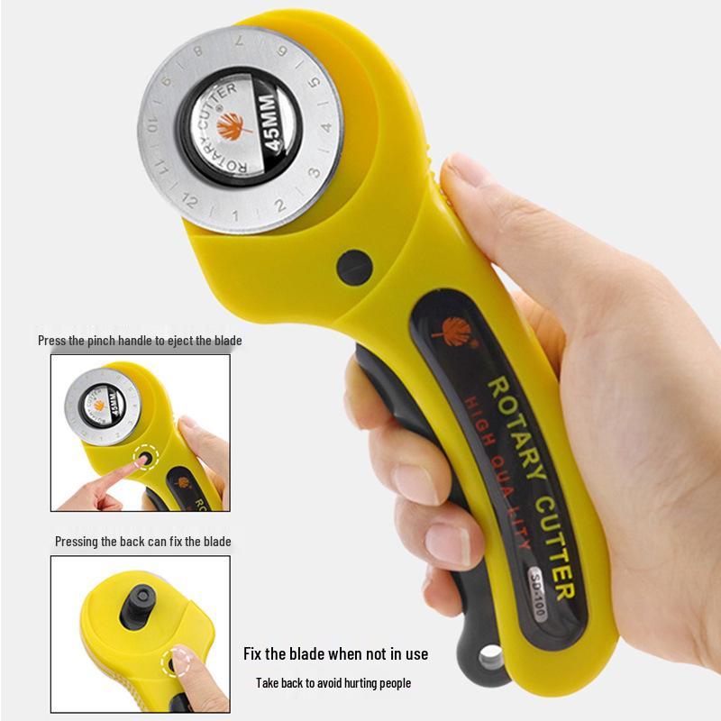 45mm Rotary Leather Cutter with Blades and Rubber Handle