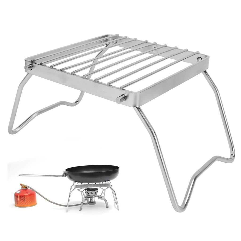 Folding Campfire Grill Stainless Steel Collapsible Camping Stove Grate Rack Net for Barbecue Picnic Camping Backpacking