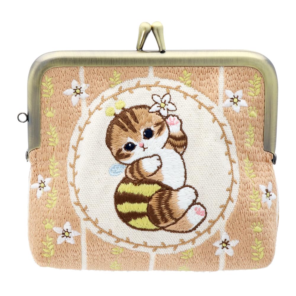 Sunstar Stationery mofusand Mini Embroidered S2323630 Pouch, Purse, Hachi-Nyan,
