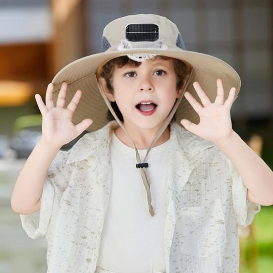 Solar-Lüfterkappe mit 800mAh-Akku USB-Solarladung Outdoor-Fischerhut mit wasserdichter Beschichtung Mesh-Design Kinder-Sonnenhut