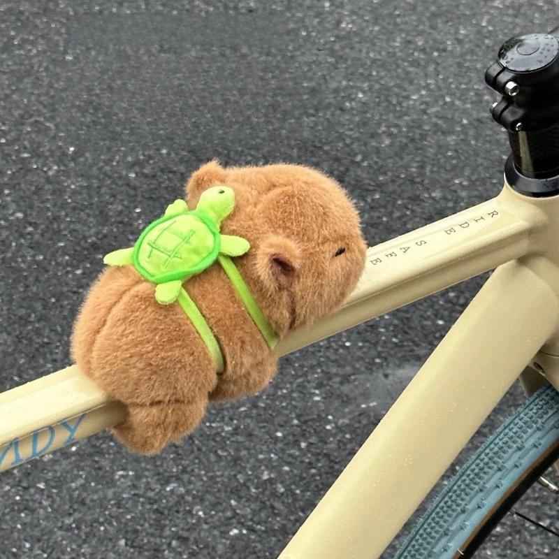 Capybara Plush Toy with Turtle Backpack & Slap Bracelet Accessory - Soft Stuffed Animal Doll, Cute Capybara Stuffed Animal Gift