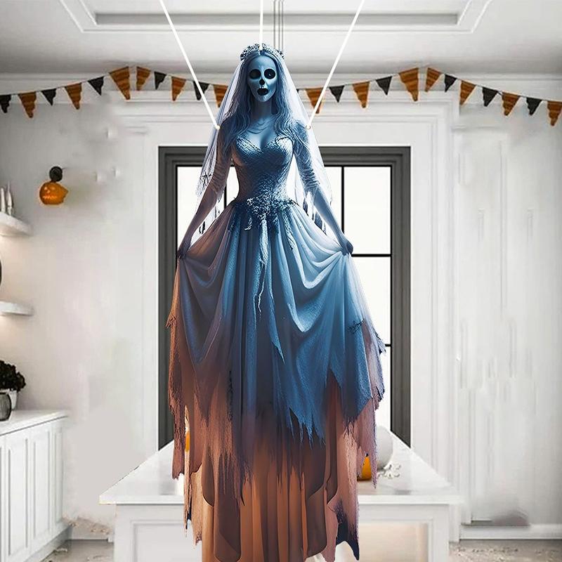Furchterregender Halloween Horror Braut Schädel Hintergrund; Spukhaus-Verzierungen für drinnen und draußen