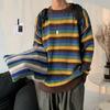 Korean Contrasting Colors Striped Pullovers Knitted Men's Casual Loose Autumn Winter O-Neck Long Sleeve Sweaters