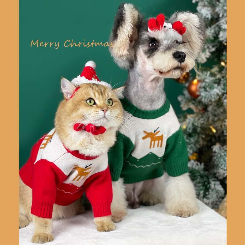 Dog Clothes Autumn and Winter Knitted Sweater Christmas Day Festive Teddy Schnauzer Pomeranian Corgi Cat Pet Sweater