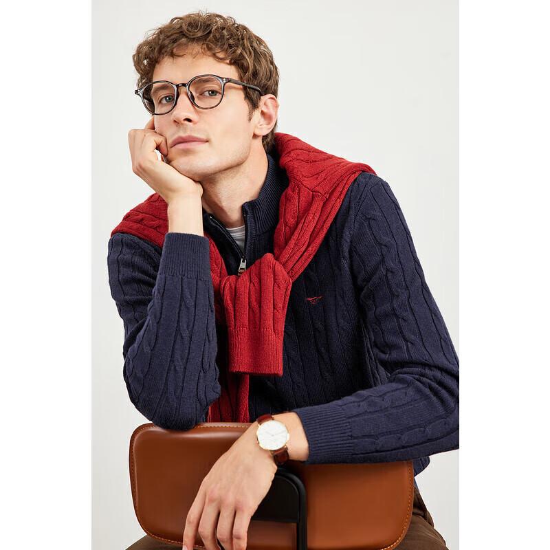 Septwolves Men's Pure Wool Thick Mock Neck Pullover Sweater