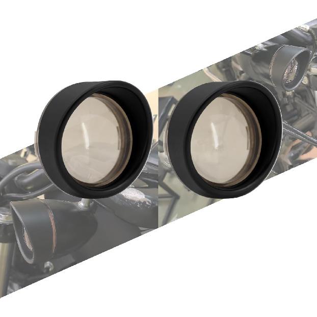 

Motorcycle Bullet Turn Signals Lens Cover with Visors Bezels Fit for Harley Dyna Sportster Softail Touring Street Glide Road King 2000-2025 2pc Black Housing Smoke Lens