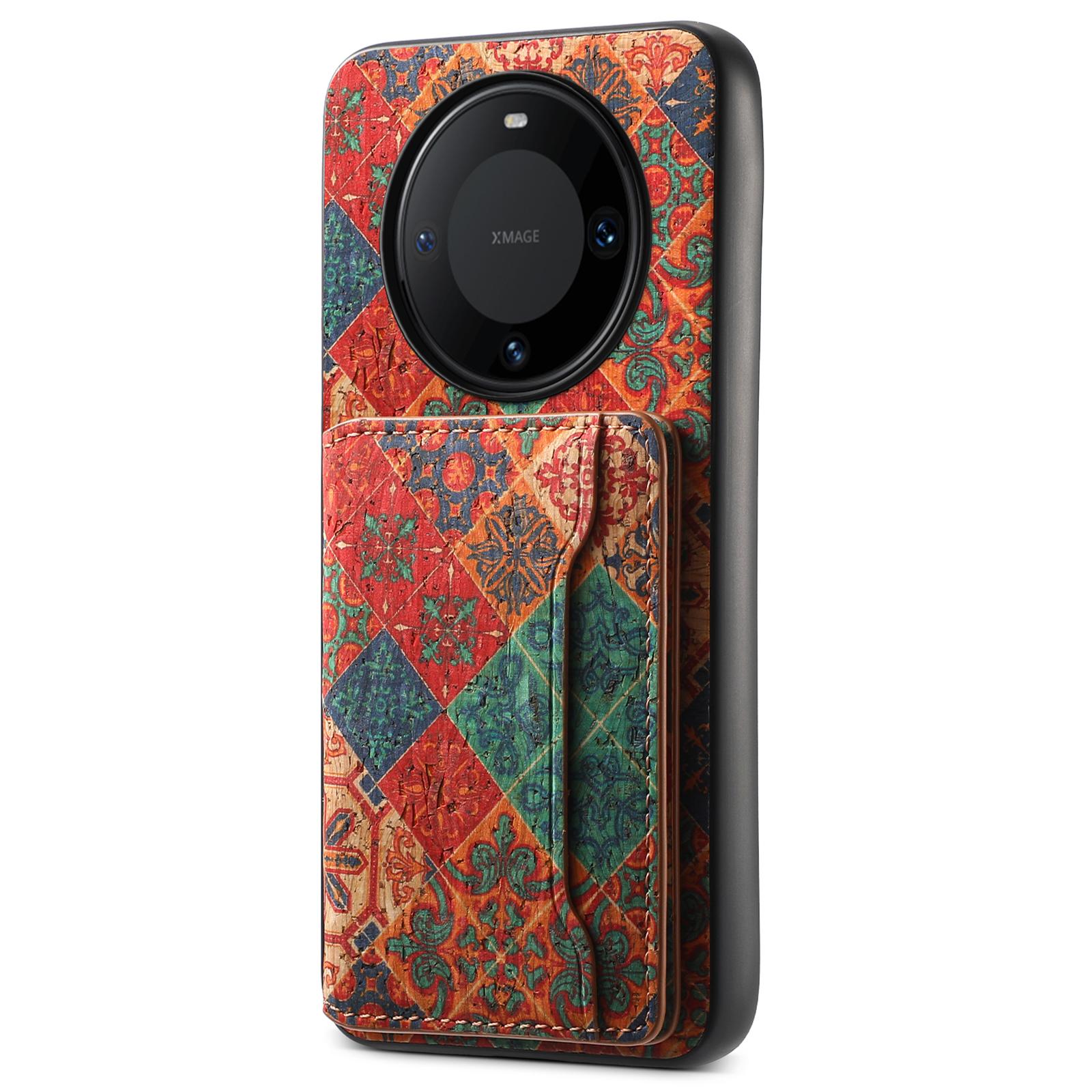 

For Huawei Mate 60 Pro Case Leather Coated TPU+PC Seasons Flower Phone Cover Winter/Blue