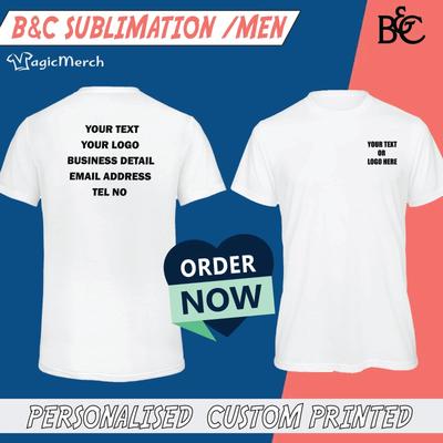 Personalised B&C Printed Sublimation Men T-Shirt Any Text Logo Workwears Tee