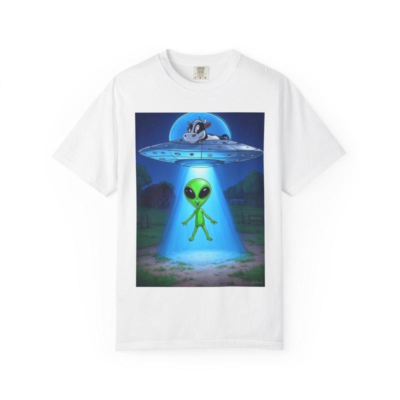 Alien abduction cow print UFO T-shirt XXXXL