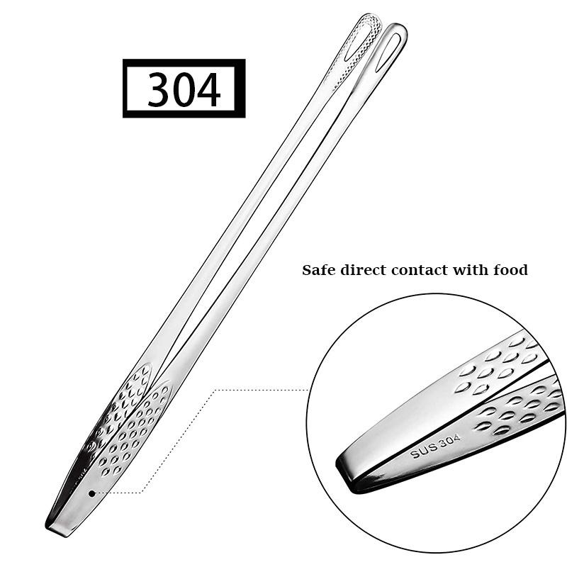 1Pcs Stainless Steel Food Tongs Non-Slip Long Handle Barbecue Clip Steak Buffet BBQ Tongs Kitchen Tools Cooking Accessories