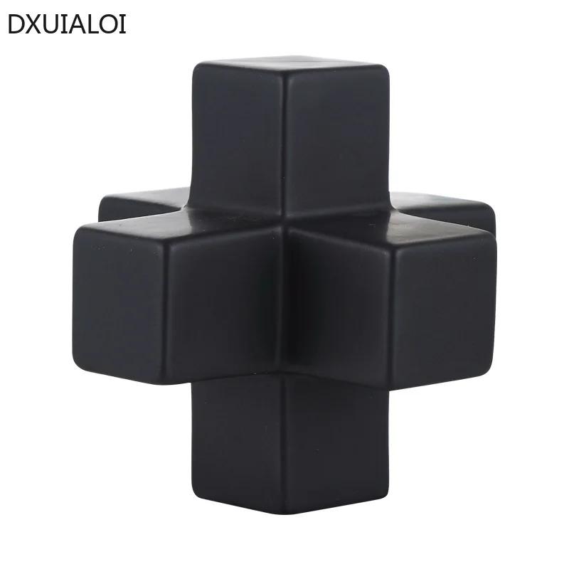 DXUIALOI Nordyckie proste galwanizowane klocki ceramiczna dekoracja prosta geometryczna dekoracja domu salonu biurka