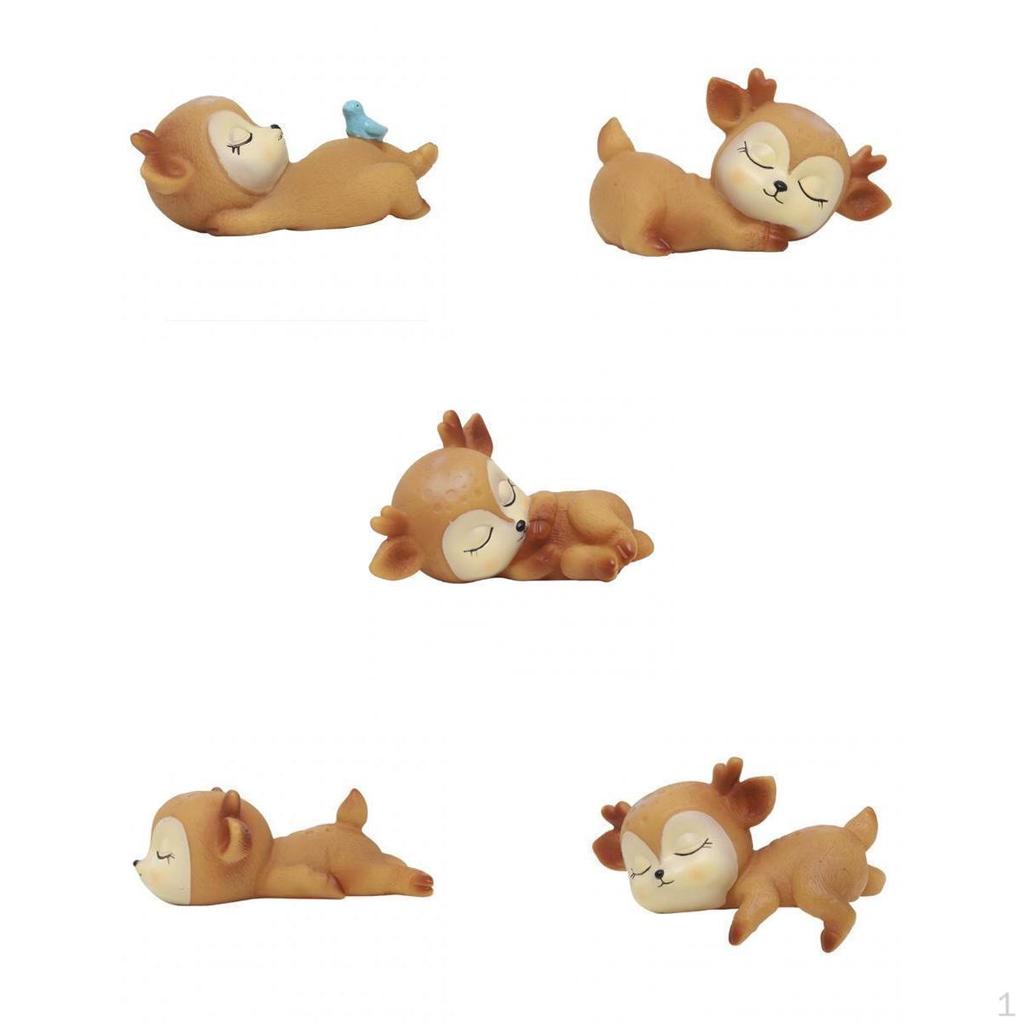 5x Lovely Fawn Silicone Ornaments Sleeping Animals Decorations