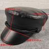 New PU leather navy hat leather flat top hat casual fashion sealing military hat big head circumference men's hat women's hat batch