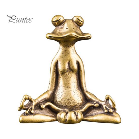 Statuie de broască zen din alamă de epocă, sculptură, suport pentru tămâie, ornament de birou beige