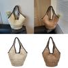 Summer Woven Beach Bag With Magnetic Closure For Casual Day Use