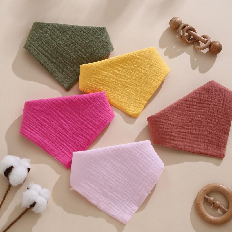 Baby Bandana Bibs Solid Color Cotton Muslin for Feeding Breathable Bibs Soft Cotton Spit Up Burp Cloths for Newborns Infants