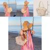 Simple Pink Bow Decoration Women Casual Grass Woven Handbag For Beach And Casual Wear