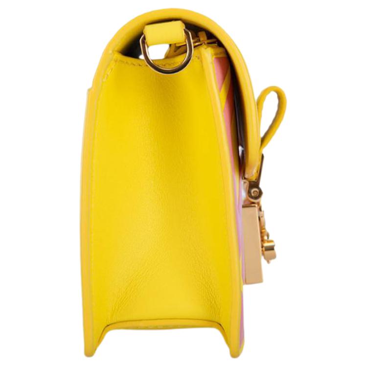 New MCM Calfskin Shoulder Bag Mini Women's Yellow Multicolor MWRCSWO03Y3001