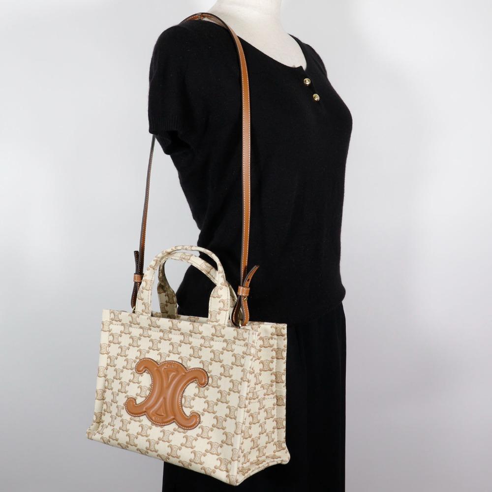 CELINE Triomphe Small Hippo Thais Handbag 19916 2EZ6 01BC 2WAYShoulder beige canvas Women Used