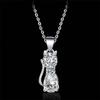 Elegant Cat Design Zircon Pendant Necklace Earrings For Women Girls Exquisite Glitter Earring Necklace Set Jewelry Accessory