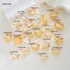 20 Pcs Fashion Flowers Geometric Irregular Line Open Ring Set For Women Gold Color Vintage Mix Style Trendy Jewelry Party Gifts