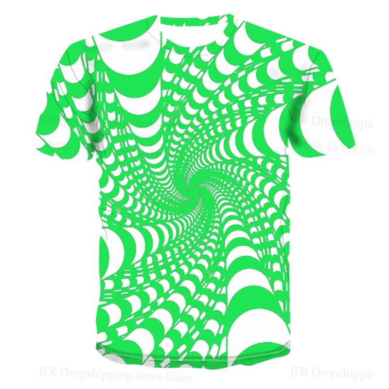 Women T Shirt 3D Funny Optical Illusion 3d Print T-shirt O-Neck Short Sleeve Tops Tees Women Clothing Geometric Tshirt Dizzy