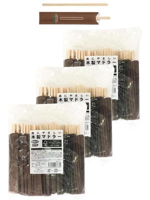Strix Design Skogsvänliga Trämuddlare, 300 st i Papperspåsar (3 förpackningar med 100), Naturträ, 14cm, Individuellt förpackad, Engångs, Miljövänlig,