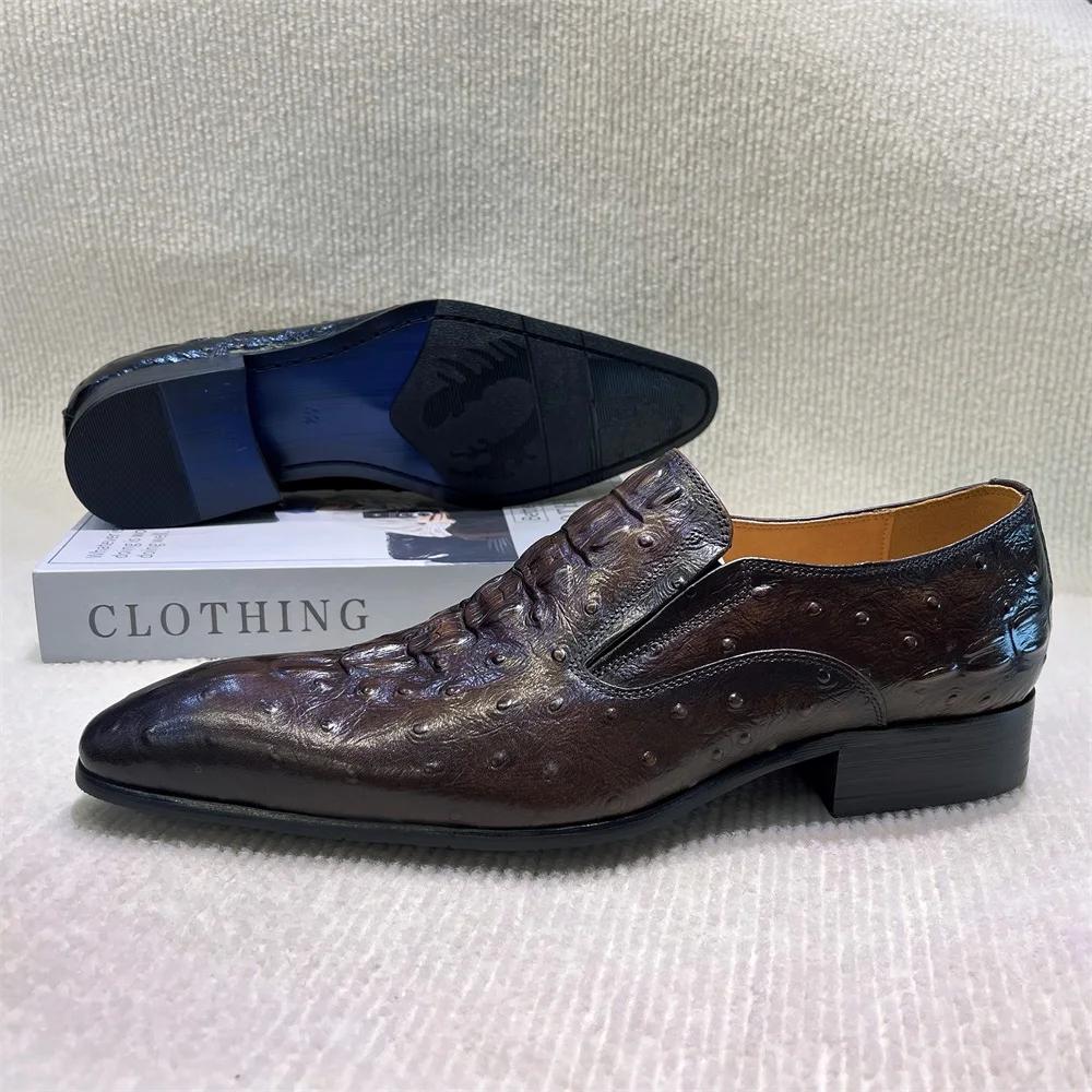 Fashion Men's Handmade Genuine Leather Python Pattern Loafers 2025 Spring Autumn Formal Oxford Wedding Shoes Office Footwear