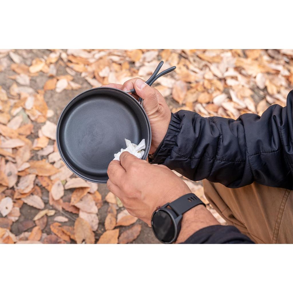 EVERNEW ECAL741 Ti Pot 600 Titanium Pot Cooker 600ml Flat Pot with Person Made In Japan 98g N.S. Coating, Solo/Single Use, Non-Stick Pot,