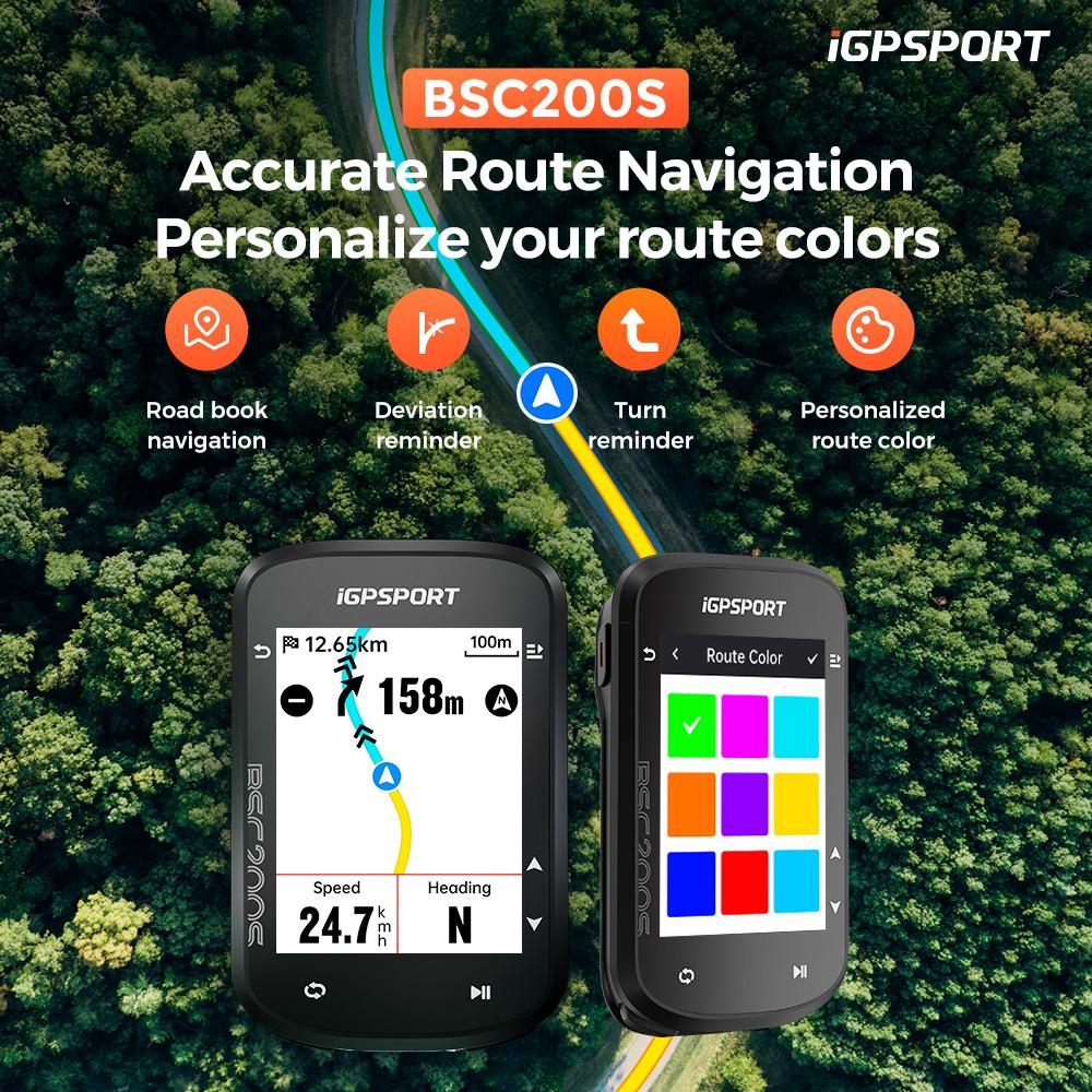 BSC200S Colorful GPS Bike Computer iGPSPORT Cycle Wireless Speedometer Bicycle Cycling Odometer Sync for Strava