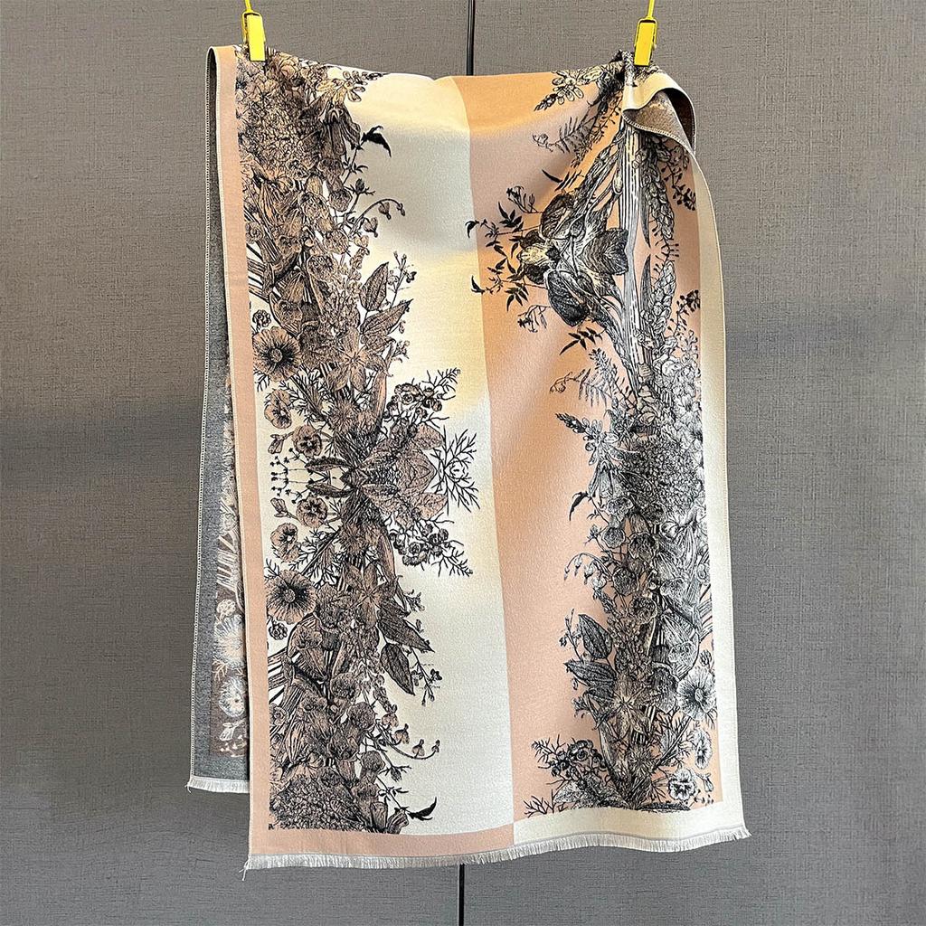 Winter Cashmere Scarf Women Luxury Floral Print Female Shawl Wrap Elegant Poncho Lady Thick Warm Blanket Gift Echarpe Pashmina