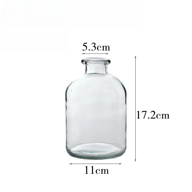 Transparent Glass Vase Small Mouth Round Japanese Hydroponic Desktop Decoration Ornaments