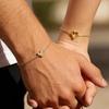 Adjustable Hollow Heart Matching Couple Bracelets, Minimal Alloy Fashion Wristband Romantic Valentine Day Gift For Lovers Daily