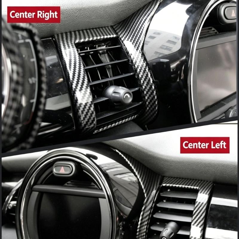 Car Air Outlet Trim Set with Carbon Pattern Finish for F55 F56 F57, 6 Piece Dashboard Accent and ABS Interior Surround for Cabin Styling and Display