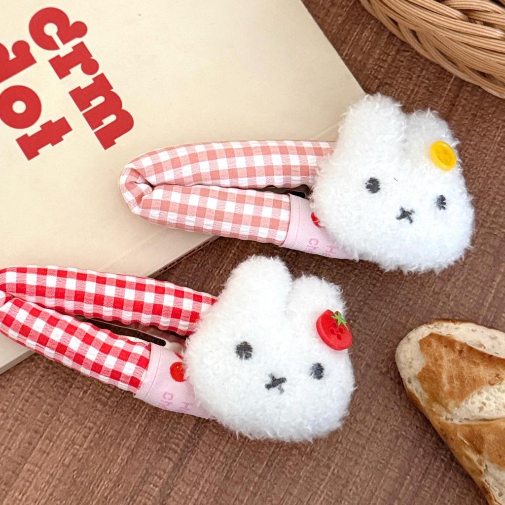 Korean Style Cute Cartoon Rabbit Gingham Hair Clip for Girls