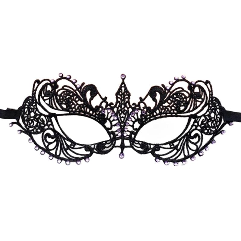 Rhinestone Half Face Mask for Women Halloween Masquerade Mask Antique Lace Half Face Mask Retro-Party Mask Cosplay Props