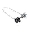 Women Sweater Clip Collar Brooch with Flower Inlaid Alloy Chain Cardigan Buckle Connect Decoration