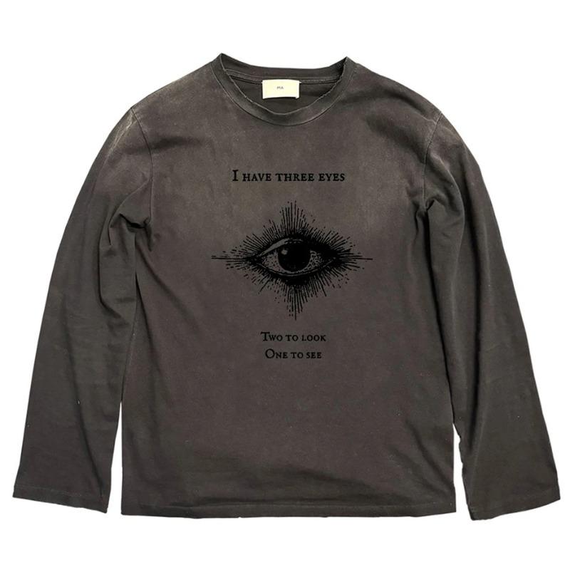 DRIPX Eyes Graphic Men Hip Hop T-shirts Vintage Harajuku Oversized Long Sleeve Tee Tops Streetwear Tshirt