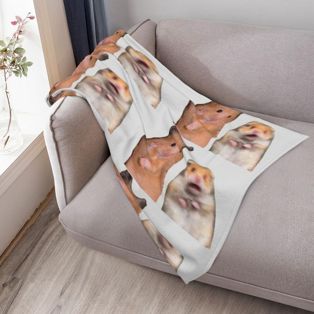 Hamster Meme Throw Blanket Multi-Purpose Hairys Summer Stuffeds Shaggy Beautifuls Blankets