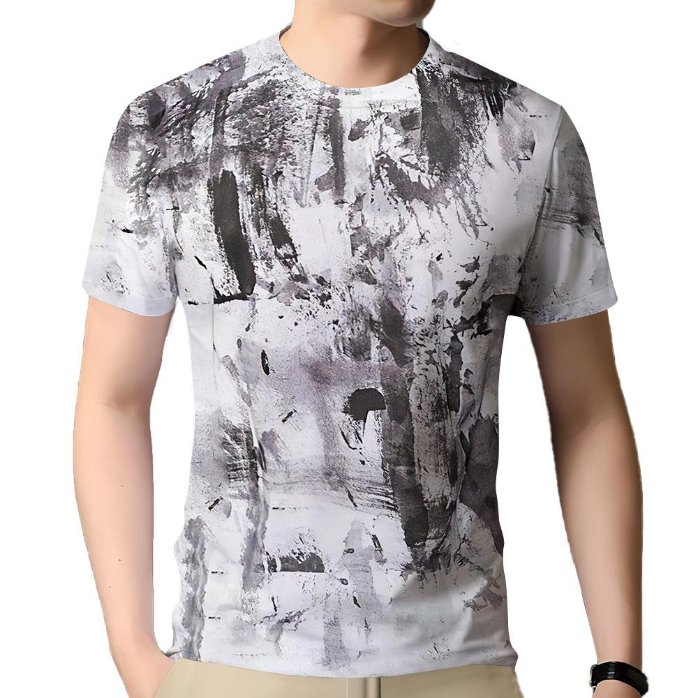 Men's T-Shirt 3d Tie Dye Print Tee Vintage O Neck Short Sleeve Casual Tops Streetwear Extra Large T-Shirt Fashion Men Clothing