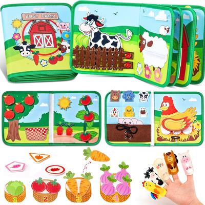 Brinquedos Montessori Livro Ocupado para Crianças Pequenas Contação de Histórias de Animais da Fazenda Quadro Ocupado Brinquedos de Motricidade Fina para Crianças Brinquedos de Educação Infantil Presentes de Viagem