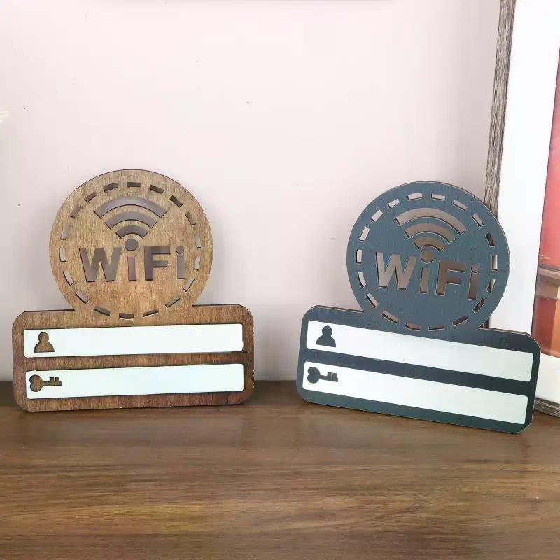 1Pc Rustic Wooden WiFi Password Sign Minimalist Durable Wall-Mounted Wireless Network Indicator Plaque Home Decoration