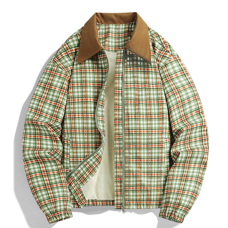 Vintage Jacket, Plaid Loose Top for Men